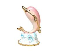 Ldbuejiaja Boîte à bijoux exquise en forme de dauphin, boîte à bijoux, petite boîte de rangement pour accessoires délicats, décoration de baleine de cochon peinte à la main, taille unique, comme