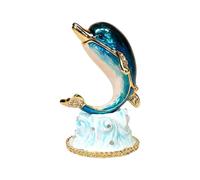 Ldbuejiaja Boîte à bijoux exquise en forme de dauphin, boîte à bijoux, petite boîte de rangement pour accessoires délicats, décoration de baleine de cochon peinte à la main, taille unique, comme