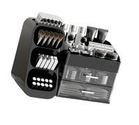 Ldbuejiaja Boîte de rangement transparente pour maquillage, plusieurs sections pour une organisation efficace des cosmétiques, design compact, économise la valise de maquillage spatiale, Noir