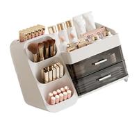 Ldbuejiaja Boîte de rangement transparente pour maquillage, plusieurs sections pour une organisation efficace des cosmétiques, design compact, économise la valise de maquillage spatiale, Blanc.