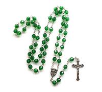 Ldbuejiaja Collier chapelet de perles de 8 mm avec crucifix pour pendentif collier, cadeau de prière catholique pour homme et femme