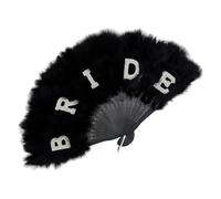 Ldbuejiaja Éventail portable à plumes pour portraits de mariée, double fonction comme ornement et appareil de refroidissement, accessoires de mariée, éventail de cérémonie de mariage, taille unique