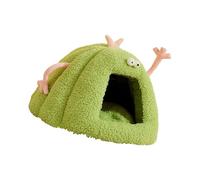 Ldbuejiaja Jolie niche pour animaux de compagnie style dessin animé avec coussin amovible, lit d'hiver chaud, nid de grotte semi-fermé pour chiens et chats, maison pour animaux de compagnie style