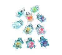 Ldbuejiaja Lot de 10 breloques en plastique multifonctionnelles, accessoires de fabrication de bijoux, en forme de tortue, porte-clés, adaptés pour les pendentifs en coquillage faciles à porter