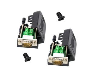 Ldbuejiaja Lot de 2 adaptateurs DB9 broches 9 broches sans soudure D SUB RS232-RS485 module de borne de connexion avec vis/écrou