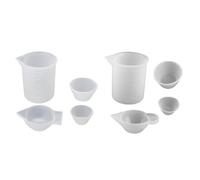 Ldbuejiaja Lot de 4 gobelets mélangeurs en silicone - 100 ml - 10 ml - Réutilisables - En cristal transparent - Époxy - Moule à peigne