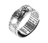 Ldbuejiaja Lucky Carving Bague réglable Feng Shui Amulette richesse chance Breloques ouvertes pour cadeau d'anniversaire