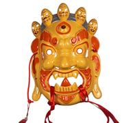 Ldbuejiaja Masque de cérémonie tibétaine, artefact culturel complexe, tradition, sculpture détaillée, culturel