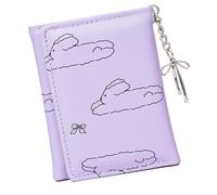 Ldbuejiaja Portefeuille élégant avec petits nœuds pour femme - Design esthétique - Portefeuille court en cuir synthétique - Porte-monnaie élégant - Porte-cartes mignon, violet, Beauté de masse