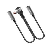 Ldbuejiaja Répartiteur USB vers type C en nylon tressé, design de flexion à 90 degrés, 66 W PD pour un espace compact, charge rapide, câble de données pour voiture