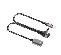 Ldbuejiaja Répartiteur USB vers type C en nylon tressé, design de flexion à 90 degrés, 66 W PD pour un espace compact, charge rapide, câble de données pour voiture