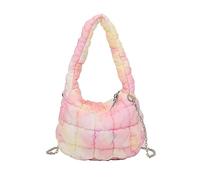 Ldbuejiaja Sac à bandoulière coréen tendance, sac à main de luxe pour femme, sac à main en nylon avec broderie batik, tissu losanges et bandoulière en chaîne