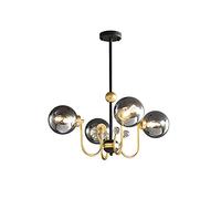 LDCBFTR Chandelier à 8 légers, vitre en métal, Plafond Noir plafonnier l'éclairage de Hauteur réglable pour Le Salon, Salle à Manger, Chambre-Noir 3 94x28cm