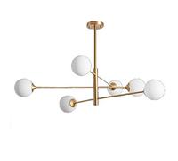 LDCBFTR Chandelier Gold Mid Century Ing avec Une Nuance en Verre Blanc laite