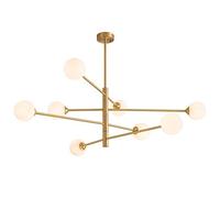 LDCBFTR Chandelier Gold Mid Century Ing avec Une Nuance en Verre Blanc laite