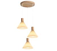 LDCBFTR Éclairage Luminaire Suspendu en grappe à 3 lumières Lustre plissé Vintage Lampe Suspendue au Plafond en Bois de Ferme Industrielle Lustres Blancs Traditionnels pour Chambre à Coucher Salon