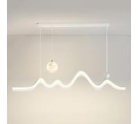 LDCBFTR Éclairage Suspendu LED Moderne Longue Bande Lustre linéaire Vague lumière Impression 3D Boule de Lune minimalisme Vert Noir éclairage Blanc Plafond Lampe Suspendue Foyer