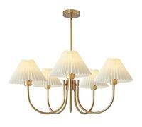 LDCBFTR Éclairage Suspension plissée Grand Lustre en Laiton doré à 5 lumières Lustre Spoutnik Moderne Éclairage d'îlot de Cuisine Lustres Blancs Classiques pour Salle à Manger Salon