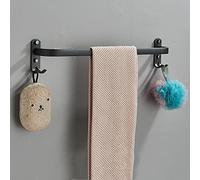 LDCBFTR Hangle de Serviette Noir et Blanc Brief Espace en Aluminium Salle de Serviette de Salle de Bain avec Crochet Murles de Couches en Tissu de Punch Mural, Simple Noir 50 cm, 30/40 / 50 cm WFJ