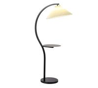 LDCBFTR Lampadaire Arc Lampe sur Pied en Lin plissé Style crème Nordique Lampes Hautes en Fer antirouille avec Plateau Ambiance de Chevet Lumière Verticale Base en marbre pour Salon Coin hôtel