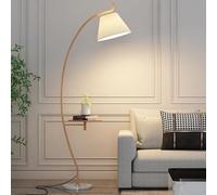 LDCBFTR Lampadaire Arc Lampe Verticale en Tissu Fait Main en Grain de Bois Nordique avec Base en marbre Lampes sur Pied créatives avec Base en marbre pour Salon de thé