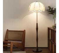 LDCBFTR Lampadaire avec Abat-Jour en Tissu, Lampe sur Pied d'angle Classique en Bois, Base E27 12W, Lampe à Poteau LED de Luxe en cuivre, lumière Verticale pour hôtel, Salle à Manger, Salle de Classe