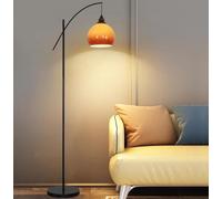 LDCBFTR Lampadaire Contemporain en Verre Globe Orange 74,8" lampadaire Corps en Fer Noir Lampe Haute avec E26 dimmable Arc Lampe sur Pied pour Salon étude Chambre Villa