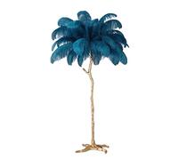 LDCBFTR Lampadaire en Plumes d'autruche, Ampoules E14, lampadaire décoratif avec Plumes colorées, Lampe en résine Moderne, lumières décoratives, pour Cuisine, Salon (Bleu H170 cm)