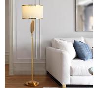 LDCBFTR Lampadaire LED Moderne sur Pied avec Abat-Jour en Tissu Blanc, lampadaire d'angle avec Interrupteur au Pied, éclairage Doux, Design Minimaliste pour Chambre à Coucher, Salle à Manger, Bureau