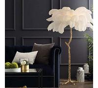 LDCBFTR Lampadaire, Moderne De Luxe Véritable Plume D'autruche Lampadaire Résine, Lampadaires Modernes, Moderne LED Plume Résine Lampadaire Trépied Lampe sur Pied pour Salon Décor À La