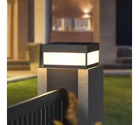 LDCBFTR Lampadaire Solaire Moderne Noir à Surface Plate, Lampes de Pilier en Verre d'extérieur, imperméable, éclairage de Paysage, Lanterne à LED à énergie Solaire pour Jardin, Patio, Cour, entrée,