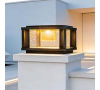 LDCBFTR Le Poteau Solaire Allume la lumière Noire Moderne extérieure de Pilier imperméable LED luminaires de Colonne Solaire Porte extérieure Brique piédestal borne d'éclairage lanternes de Pont de
