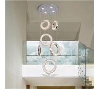 LDCBFTR Lustres LED Lustre LED Moderne de Luxe Compatible avec Le Salon Long escalier Anneau Cristal luminaire Foyer