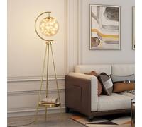 LDCBFTR Mid Century 64,2" Lampadaire Globe en Verre Trépied Lampadaire LED Lumière Chaude Lampe Haute avec Bureau en Marbre Fer Lampadaire pour Salon Étude Chambre Villa
