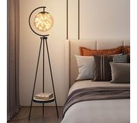 LDCBFTR Mid Century 64,2" Lampadaire Globe en Verre Trépied Lampadaire LED Lumière Chaude Lampe Haute avec Bureau en Marbre Fer Lampadaire pour Salon Étude Chambre Villa