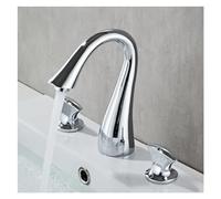 LDCBFTR Robinet de Salle de Bain Robinet en Laiton Large Robinet pivotant évier pivotant Bassin à Main Robinet à Trois Trous Robinet électrique (Chrome).