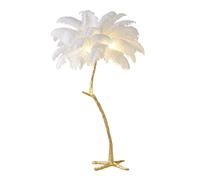 LDCBFTR WLKE Lampes Standard Salon, Lampe Plume, Lampadaires pour Salon Plume Naturelle d'autruche LED Tout Bronze Lampadaire Dimmable Interrupteur au Pied pour Le Salon Chambre