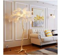 LDCBFTR WLKE Lampes Standards Salon, Luxe Moderne véritable Plume d'autruche Or lampadaire résine Lampe sur Pied Nordique Villa hôtel décor éclairage élégant Style Vintage pour Villa Maison hôtel