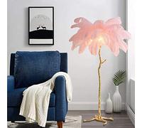 LDCBFTR WLKE Nordic LED Luxe Plume Lampadaire 1.65m Lampadaire Debout Intérieur Chambre Éclairage De Chevet pour Salon Décoration De La Maison Lampe en Cuivre (H1.2M)