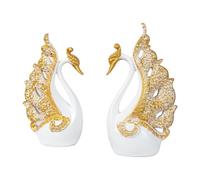 LDDIFHWW 2 Pièces Statue Cygne Figurine Animaux Sculpture Résine Moderne Collection Unique Adapté pour Décoration Bureau Maison Cadeau Mariage Anniversaire