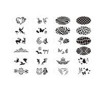 LDDIFHWW 24 Pièces Pochoirs Maquillage Visage Stencils Corps Modèles Temporaire Durables Portables PET Adaptés pour Festival Carnaval Spectacle Scène Déguisée, Modèle B
