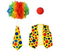 LDDIFHWW 4 Piè Perruque Clown Amusant | Multicolore, Kit Clown Perruque B Coloré, Costume, pr Soirée Déguisée, Halloween, Spectacle, Style A