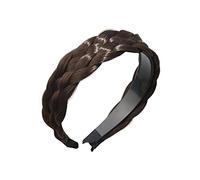 LDDIFHWW Bandeau Tressé, Large Bandeau Tressé à Grosses Mailles, Accessoire de Coiffure, Perruque, Bandeaux, Bandeaux pour Perruques pour Femmes, marron foncé