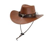 LDDIFHWW Chapeau Cowboy Western Décoré de Rivets à Large Bord en Cuir PU pour Femme Utilisé comme Accessoire de Costume Adapté à Fête Costumée Soirée Photo Loi, Kaki