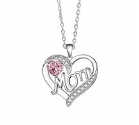 LDDIFHWW Collier Collier Pendentif Collier Médaillon Collier Chaîne avec Cœur et Maman Entrelacés Cuivre Brillant de Pierres Zircon Symbole d'Attachement, Or Blanc Rose