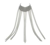 LDDIFHWW Collier Femme Ras Du Cou Frange Statement Large de Perles Imitation Effet Rideau Étincelant Adapté aux Soirées Mariages Fêtes Spectacles, Silver