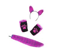 LDDIFHWW Costume Cosplay Accessoires Oreilles Peluche Bandeau Queue Gants Matière Souple Adaptée Aux Enfants Adultes Fête Spectacle Anniversaire Décoration Hal, Violet