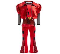 LDDIFHWW Costume Enfant Cosplay Reine Veste Haut Pantalon Cœur Flamboyant Polyester Léger Convient pour Déguisement Jeux de Rôle Soirée Spectacle Carnaval, 160 Cm