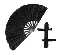 LDDIFHWW Eventail Pliant Scintillant Kung Fu Chinois Accessoire Décoratif Éventail Main Pliant Décoration Fonctionnelle Adapté Aux de dans, Noir
