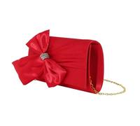 LDDIFHWW Pochette Femme Élégante Sac à Main Bandoulière Portefeuille Chic en Polyester avec Détail Nœud Adaptée Mariage Réception Cocktail, Rouge